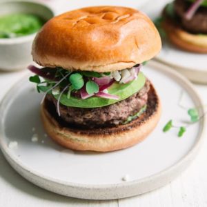 Mint Aioli & Feta Beef Burger with Microgreens