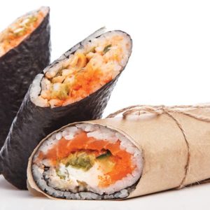 Delicious Sushi Burrito with Microgreens