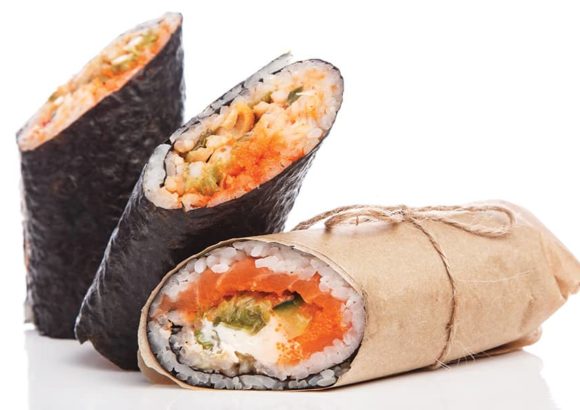Delicious Sushi Burrito with Microgreens